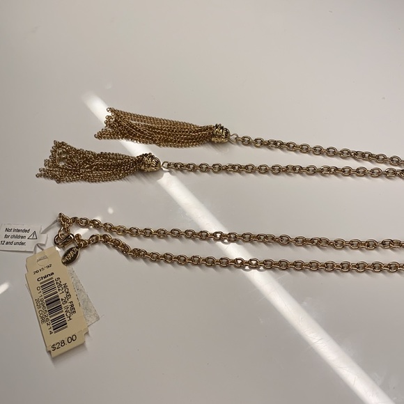 NWT | Gold Double Tassel Necklace - Picture 5 of 7